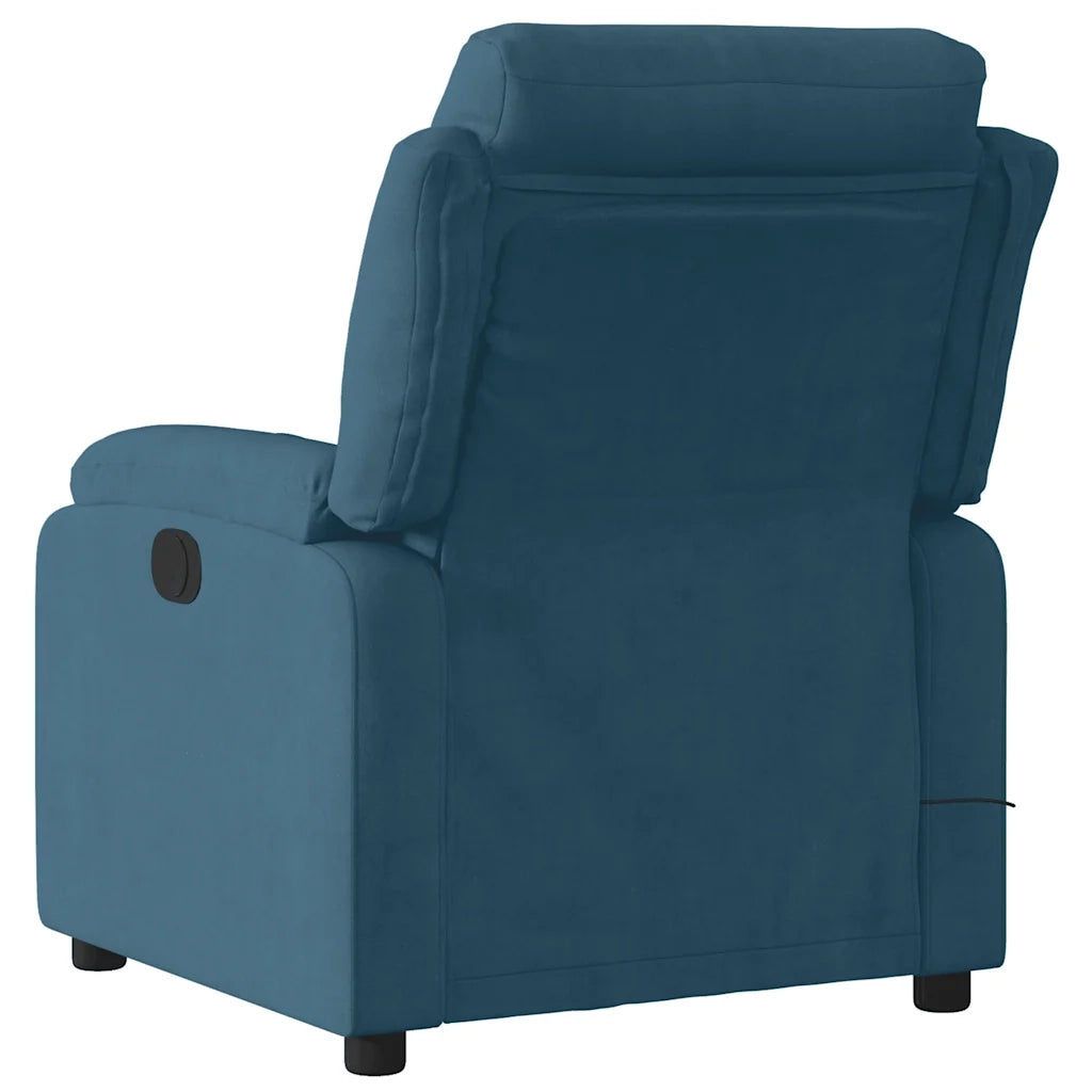 Poltrona Massaggiante Reclinabile Elettrica Blu in Velluto 3205091