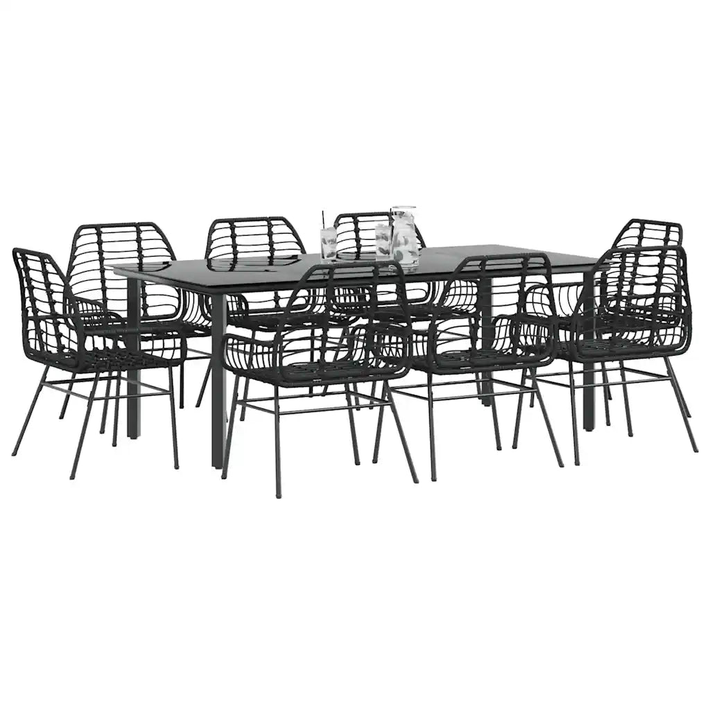 Set da Pranzo da Giardino 9 pz Polyrattan Vetro 3334540