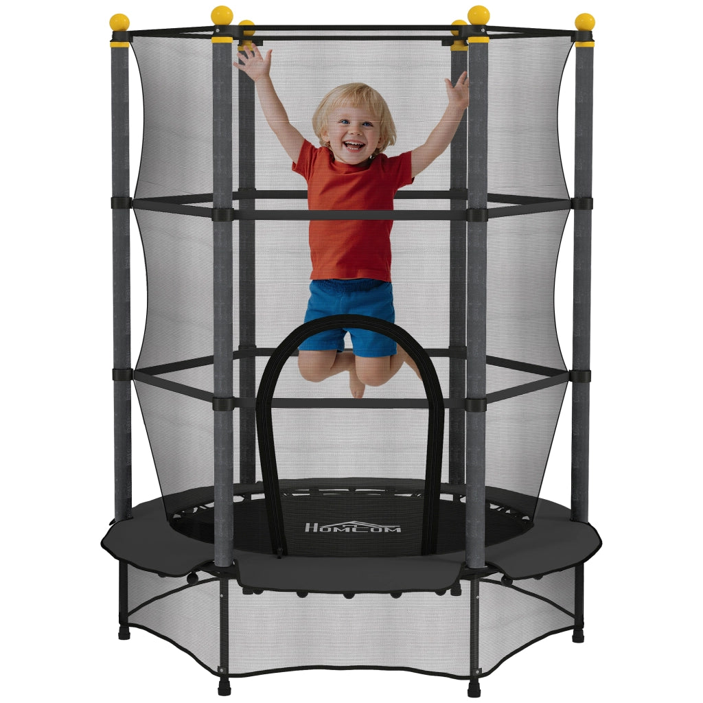 Tappeto elastico per bambini con rete di sicurezza ¨C zephmum ¨C nero, ?140x190 cm
