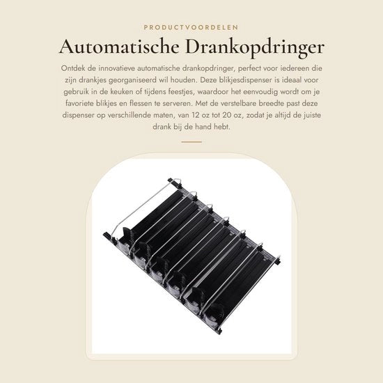 Dispensatore automatico per bottiglie e lattine - Versatile - Larghezza regolabile - Realizzato in ABS resistente all'urto - Durevole e resistente alle abrasioni
