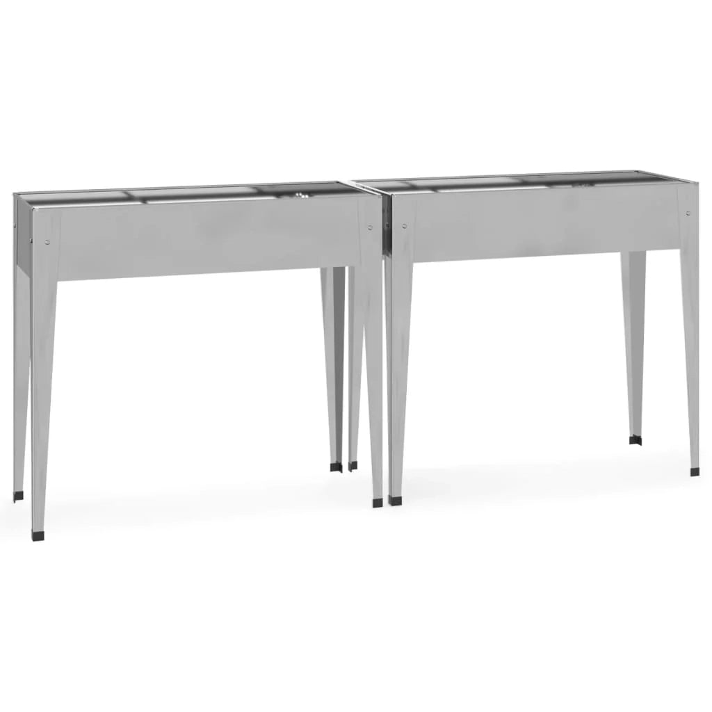 Fioriera rialzata per piante fiori giardino terrazze set da 2 acciaio zincato argento 02_0039007