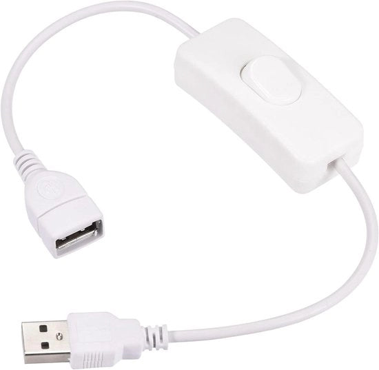Cavo USB a schermo bianco, estensione 34 cm per lampade da scrivania LED e LED strip.