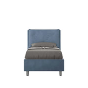BS COM Letto singolo senza rete imbottito 90x190 microfibra blu