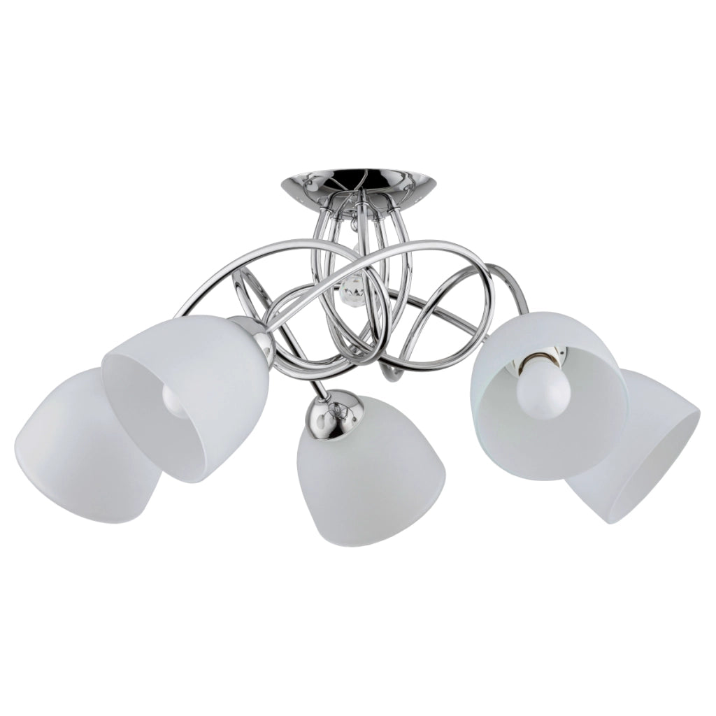 Plafoniera moderna BALENA cromo/bianco 5xE27 intrecci