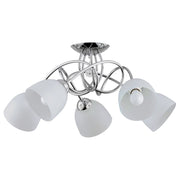 Plafoniera moderna BALENA cromo/bianco 5xE27 intrecci
