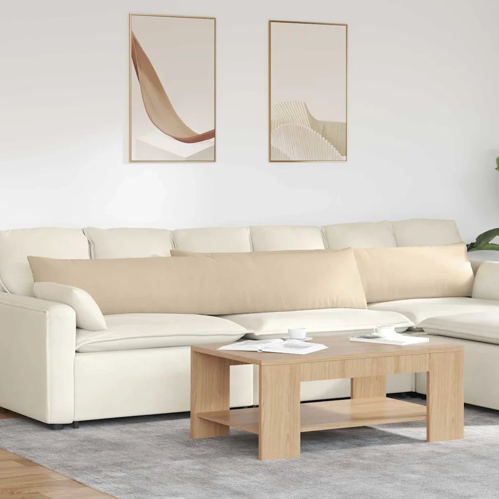 Cuscini da Divano 2 pz-Set di 2 Cuscini per Sofa Crema 200 x 40 cm Tessuto 844355