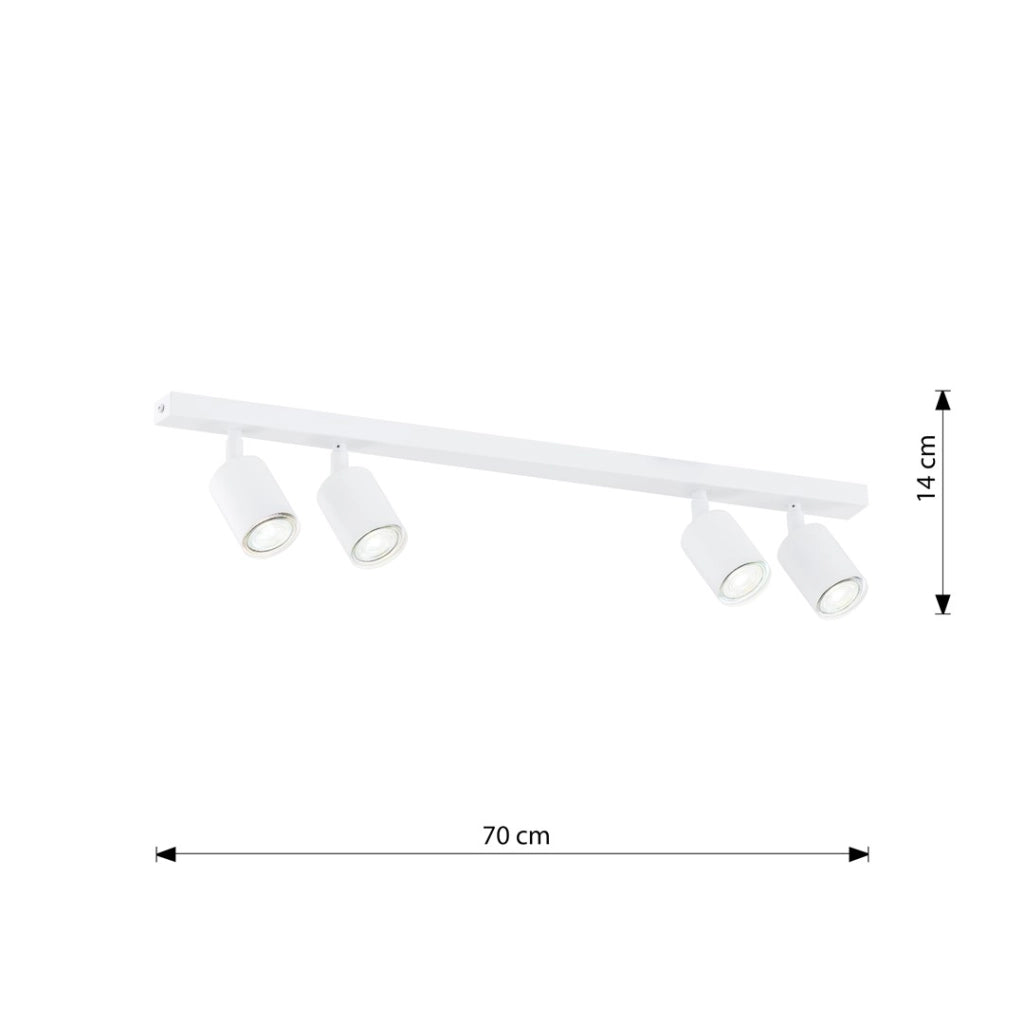 Plafoniera minimalista bianca 4 GU10 70cm Emibig Flash