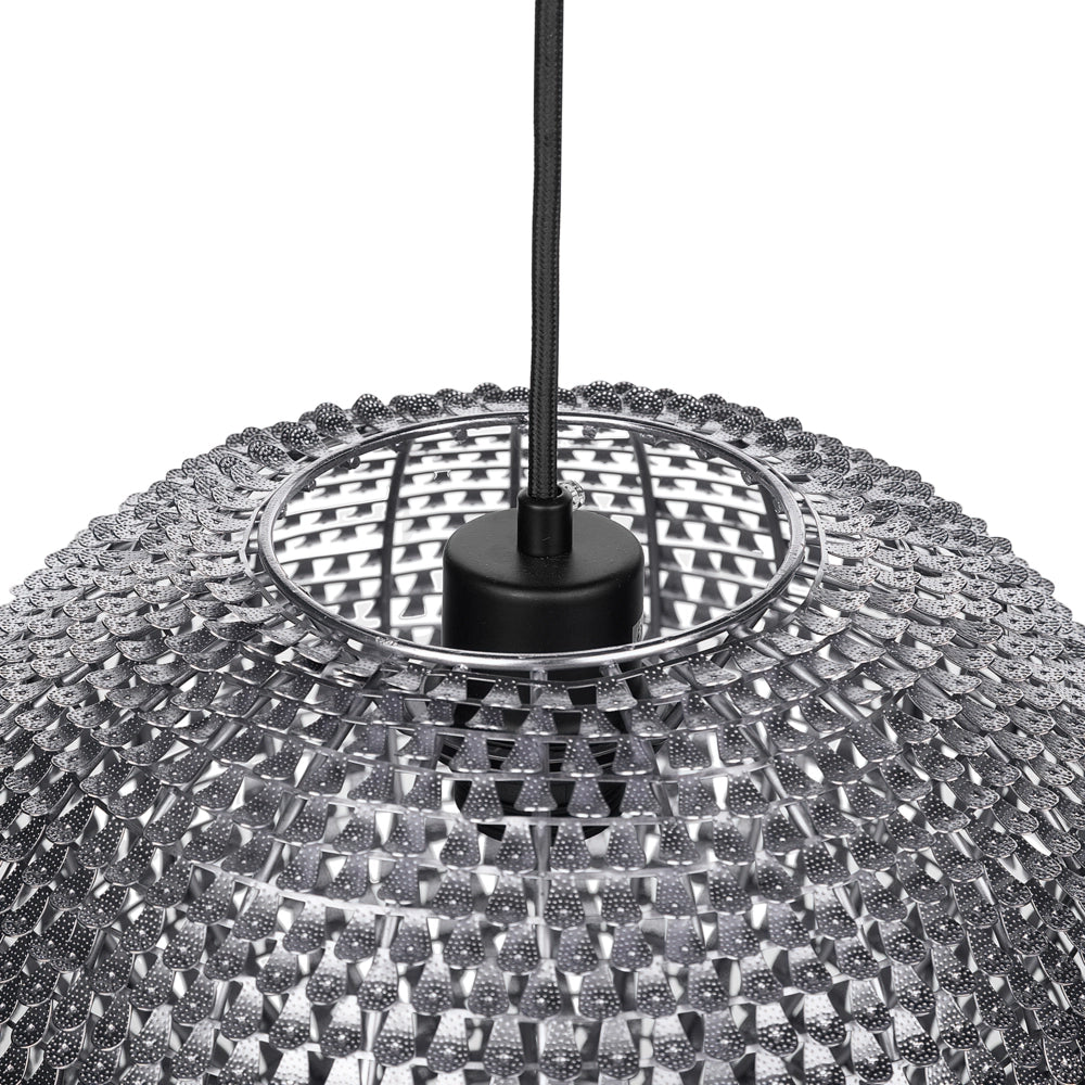Lampada a Sospensione in Metallo Argento a forma di globo