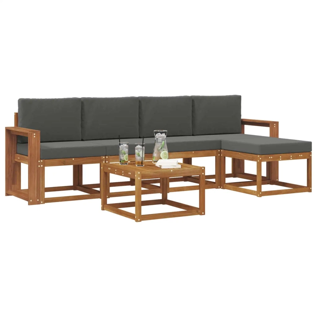 Set di divani da esterno con cuscino 6 pcs Naturale e Antracite 3366295