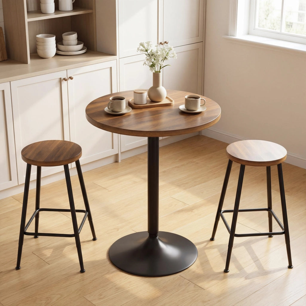 Tavolo da bar rotondo 60 cm ¨C zephmum ¨C noce