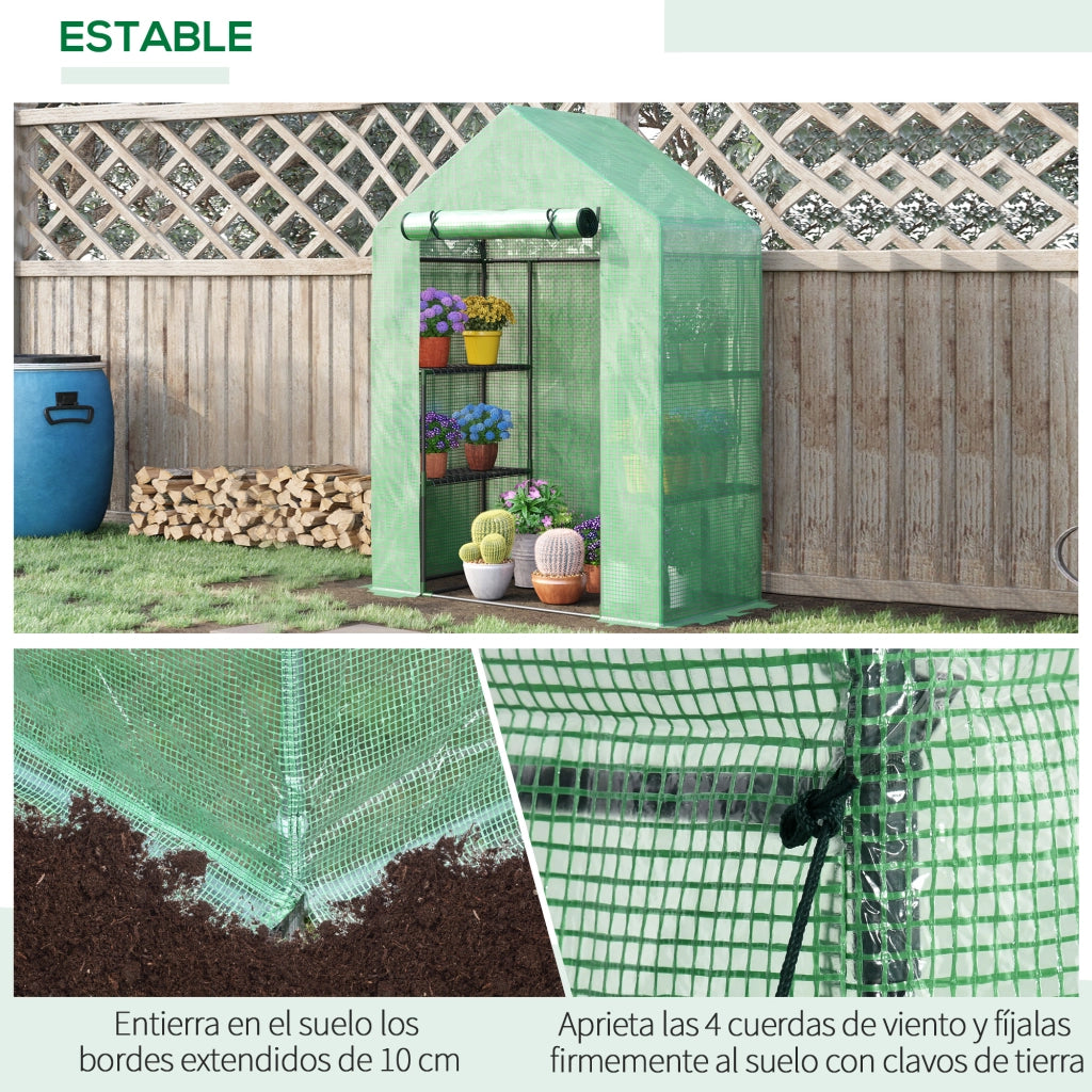 Serra da giardino con 4 ripiani ¨C zephmum ¨C verde 141x72x191 cm