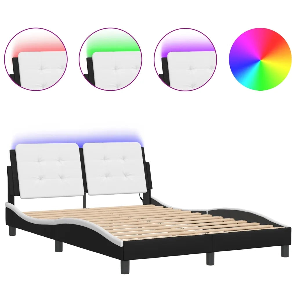Giroletto con LED senza Materasso Zadar Nero e Bianco 140x190 cm