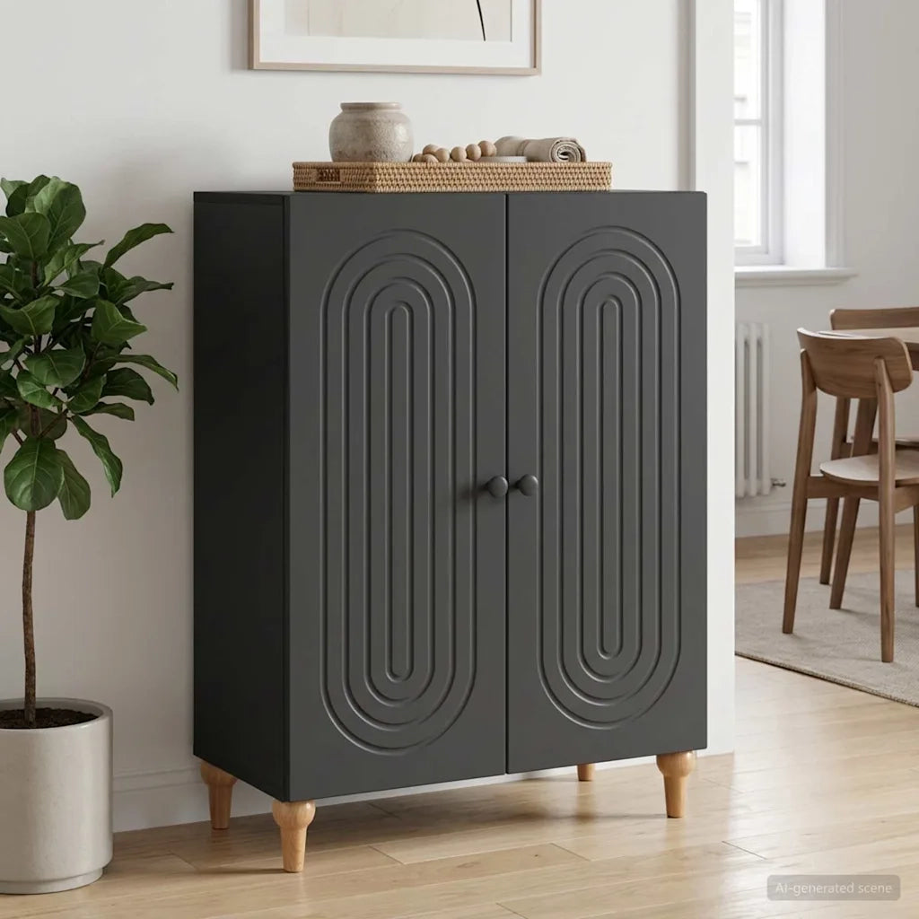 Credenza Nero 66 x 34,5 x 90 cm Legno ingegnerizzato 894126