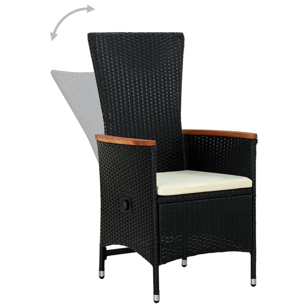 Set da Pranzo da Giardino 3 pz con Cuscini Nero 3099443