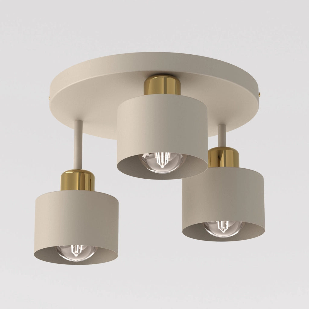 Lampada da soffitto 3 luci beige oro metallo E27 Parkla