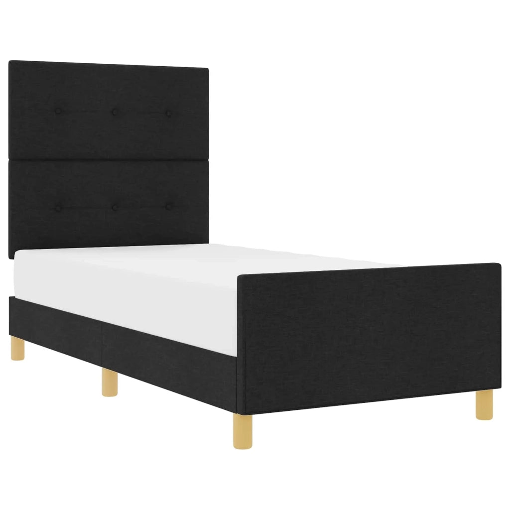 Struttura del letto con testiera-Giroletto Nero 80 x 200 cm Tessuto 640645