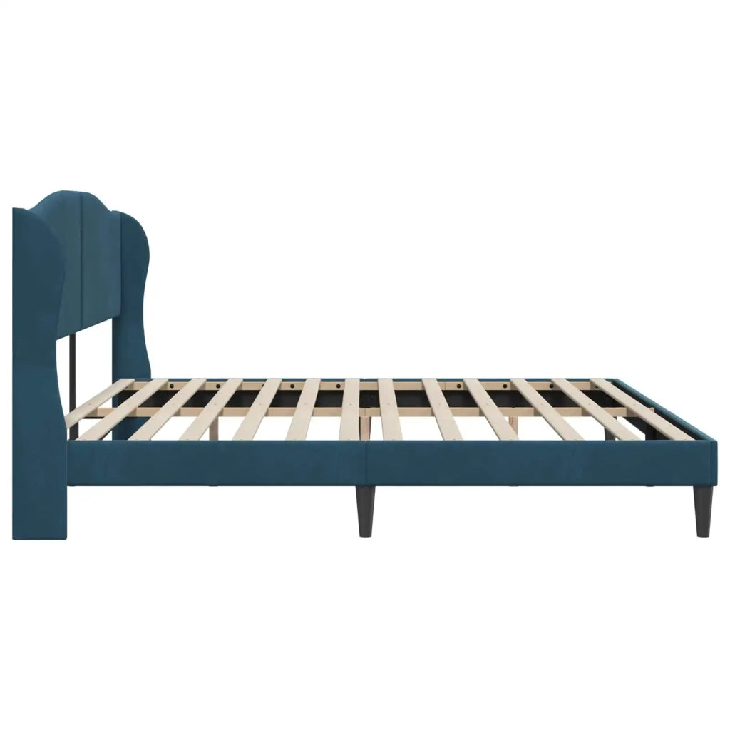 Letto matrimoniale | Letto per adulti | Struttura del letto con testiera Blu 200 x 200 cm Velluto
