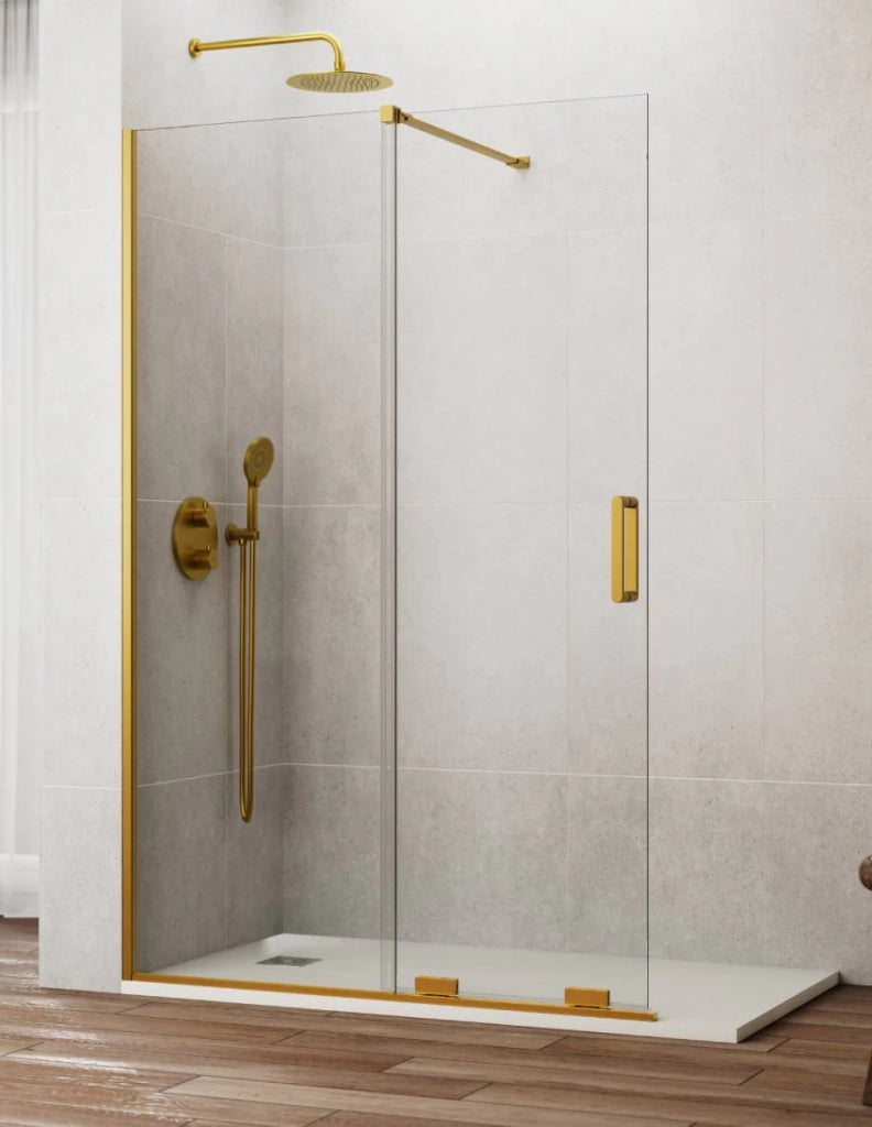 Porta doccia scorrevole 1+1 CIRENE (KENNA) Walk-in 120 cm Profilo Oro