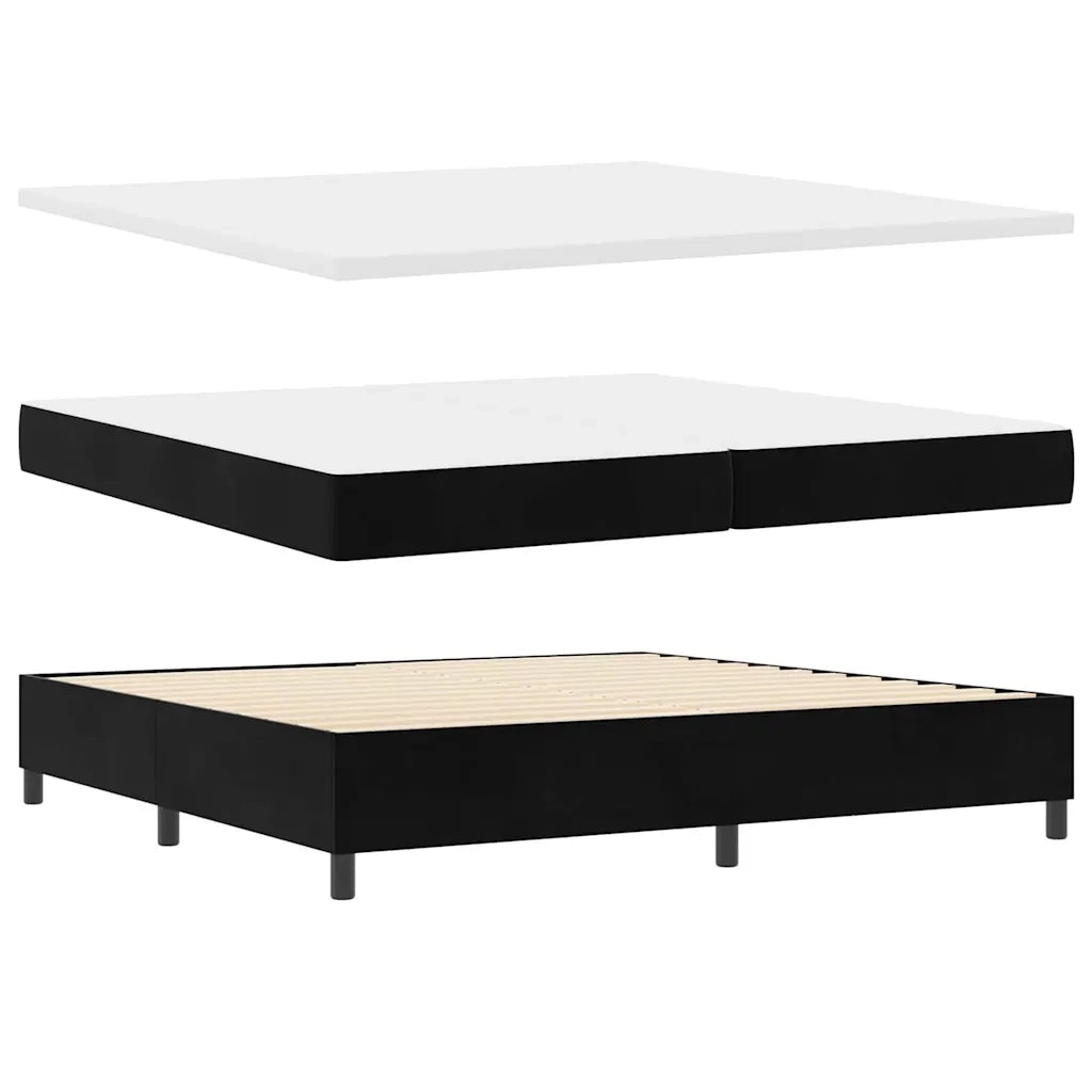 Letto a molle con materasso Nero 200 x 200 cm Velluto 3339922