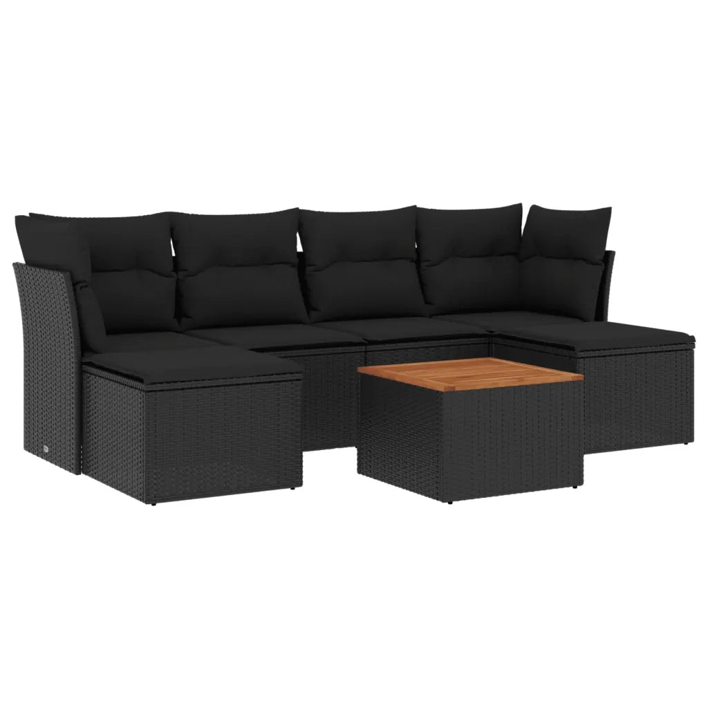 Set Divani da Giardino con Cuscini 7pz Nero Polyrattan 3223766