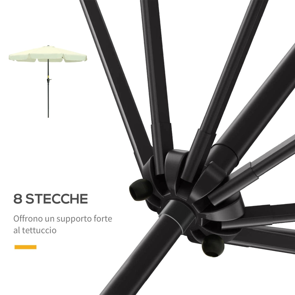 Ombrellone da Giardino e Terrazza ?2.7x2.5 m Rotondo con Testa Inclinabile e Resistente ai Raggi UV 50+, Beige