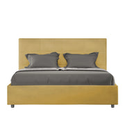 Letto imbottito Matrimoniale francese 140x210 cm Mika - Con rete,Microfibra,Ocra