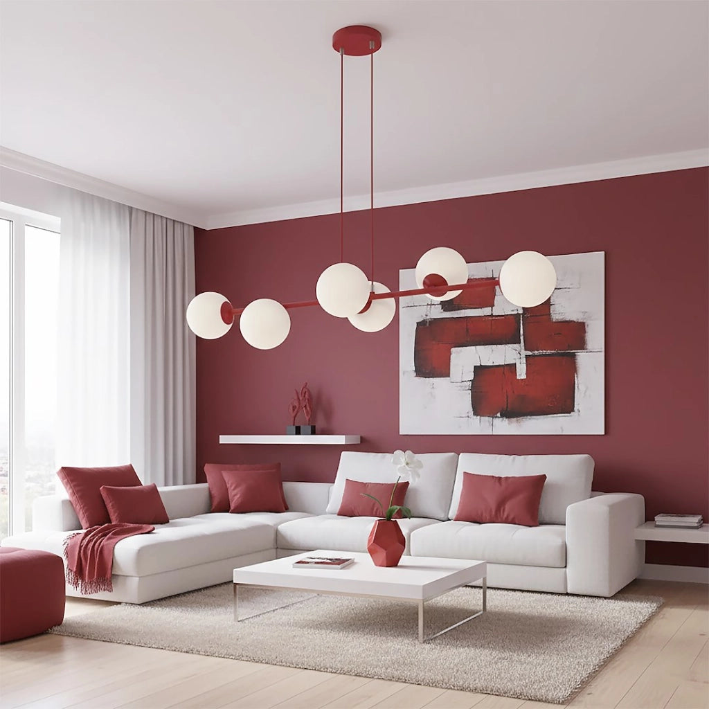 Lampada a sospensione Magnus 6xE14 bordeaux Emibig