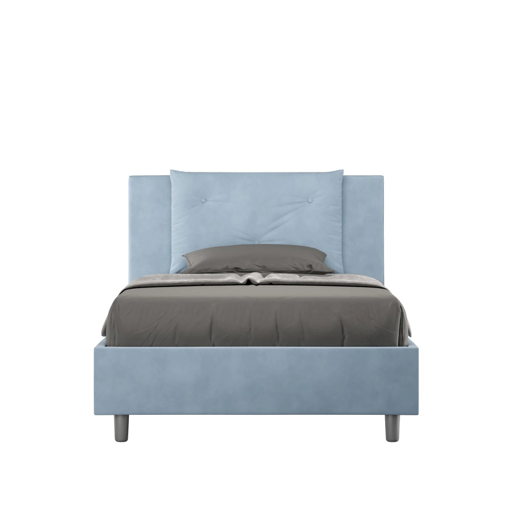 BS COM Letto una piazza e mezza contenitore imbottito 110x210 microfibra azzurro