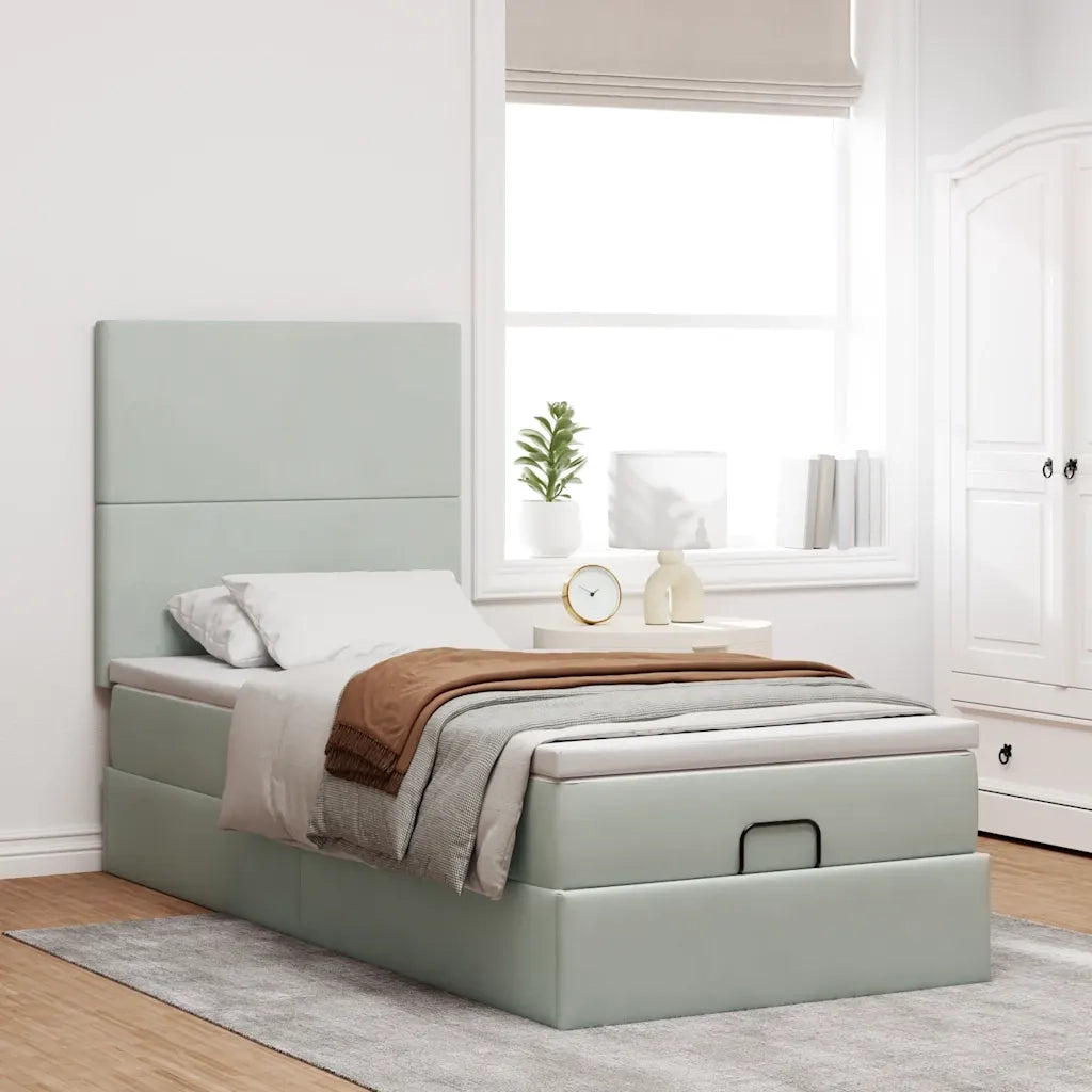 Struttura Letto Pouf con Materassi 90x190 cm in Velluto 3313367