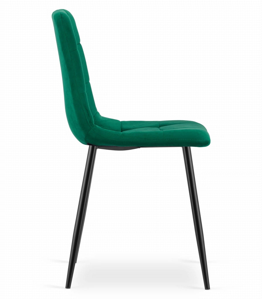 Sedia Valora PYRA in velluto verde scuro, design moderno x2