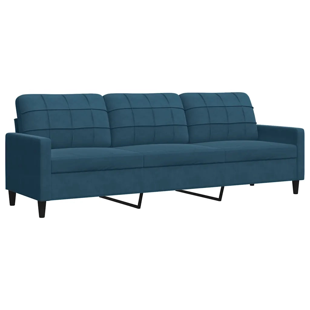 Set di Divani 3 pz con Cuscini Blu in Velluto