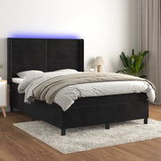 Letto a Molle con Materasso e LED Nero 140x190 cm in Velluto 3139621