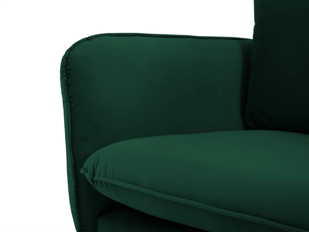 Cosmopolitan Design - Divano angolare destro "Vienna" 6 posti in velluto verde bottiglia 