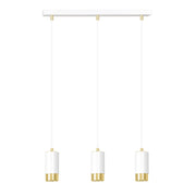 Lampadario 3 Luci Ivar Con Cilindri In Acciaio Bianco E Oro