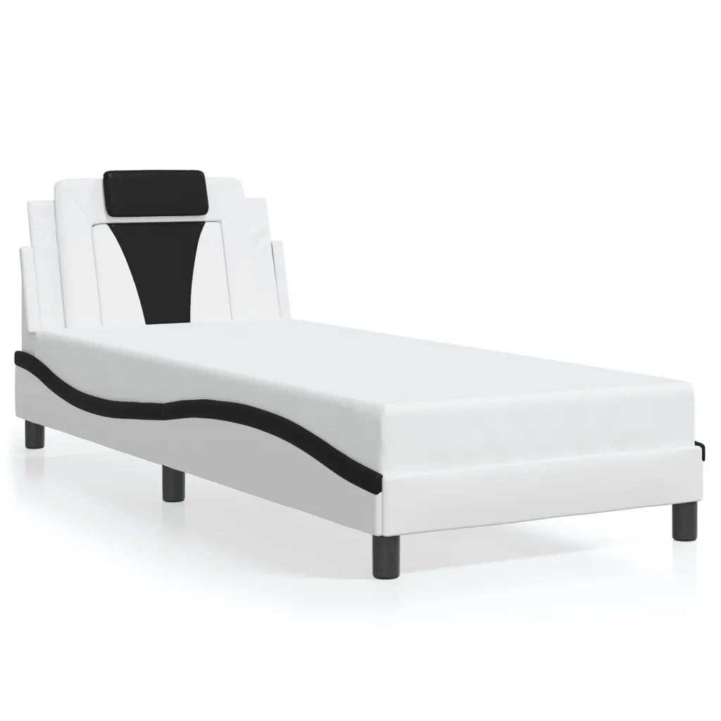 Giroletto Viana con LED senza Materasso Bianco e Nero 90x200 cm