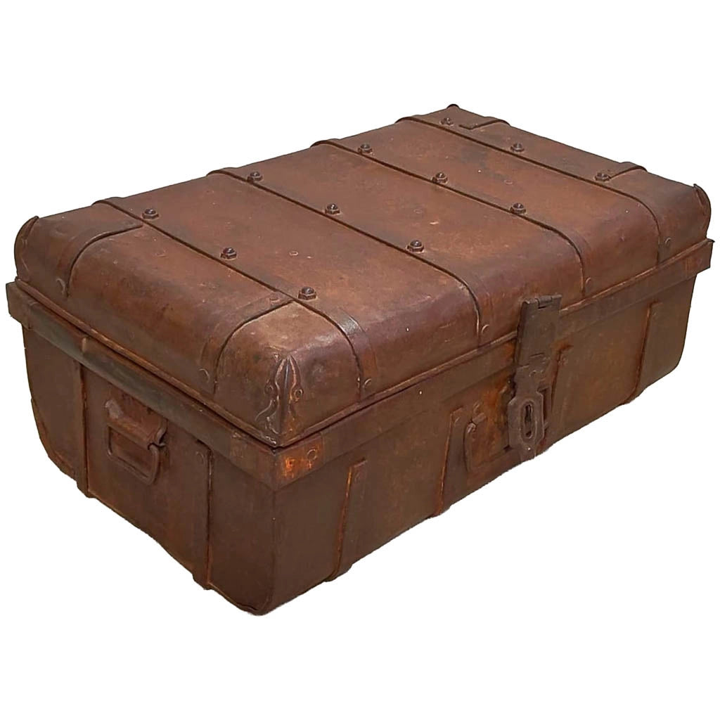 Valigia artigianale in metallo, 67x37x25h cm