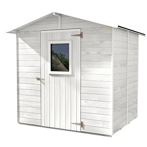 Casetta Box Capanno in Legno Bianca per Attrezzi con Porta e Finestra 200X305X214Cm