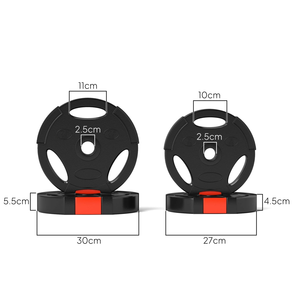 Kit Pesi con 2 Dischi da 7.5 kg e 2 Dischi da 5 kg ¨C Minimal ¨C Nero, Polipropilene e Sabbia, ?30x5.5 cm e ?27x4.5 cm
