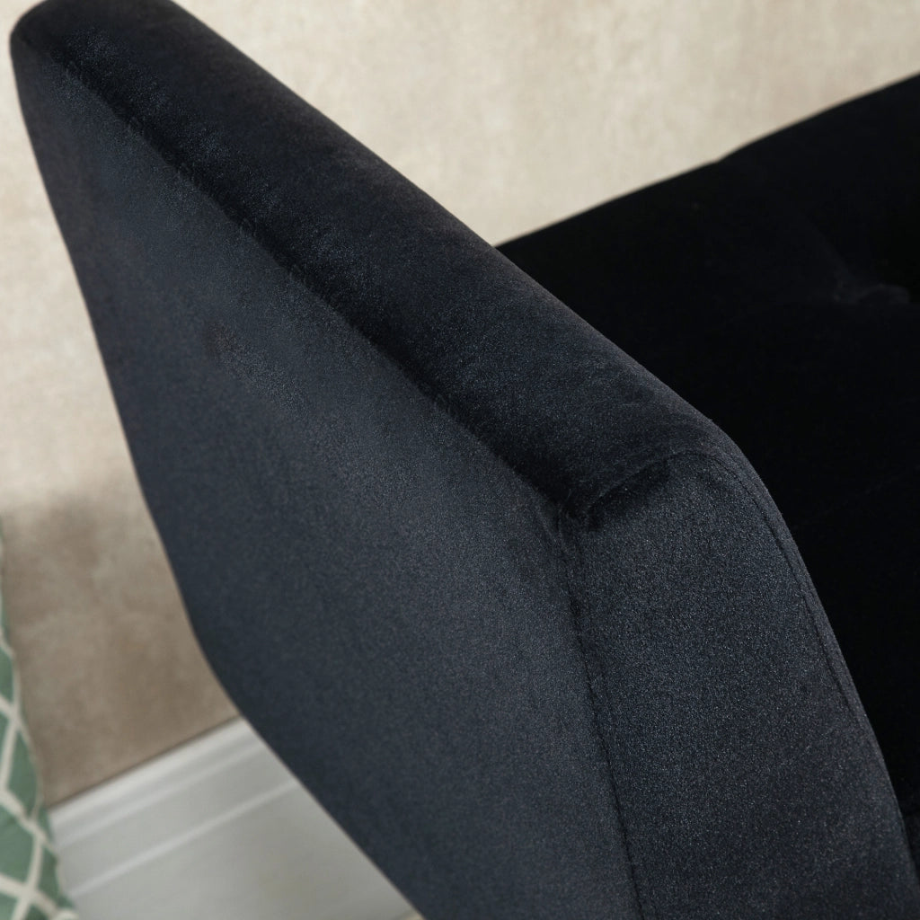 Divano imbottito con braccioli e contenitore ¨C Minimal ¨C Velluto nero 107x42x65 cm