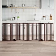 Cancelletto per cani con porta pieghevole 6 pannelli marrone 300 cm in legno di pioppo 352199