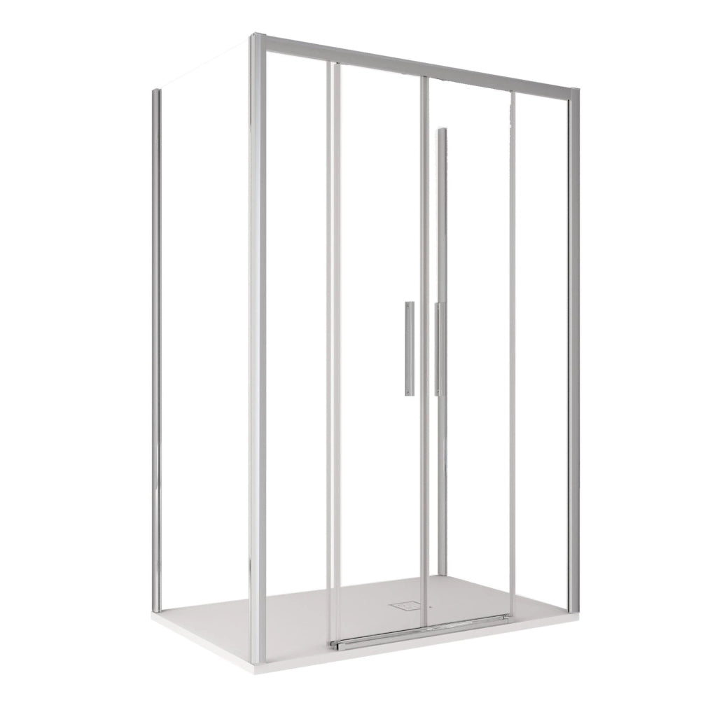 Box Doccia 3 Lati 2 Ante Scorrevoli in Cristallo Trasparente 6mm H195 Bonussi Eliane 70x140x70 cm