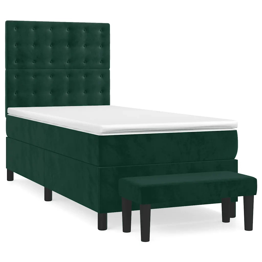 Giroletto a Molle con Materasso Verde Scuro 90x190 cm Velluto 3138058