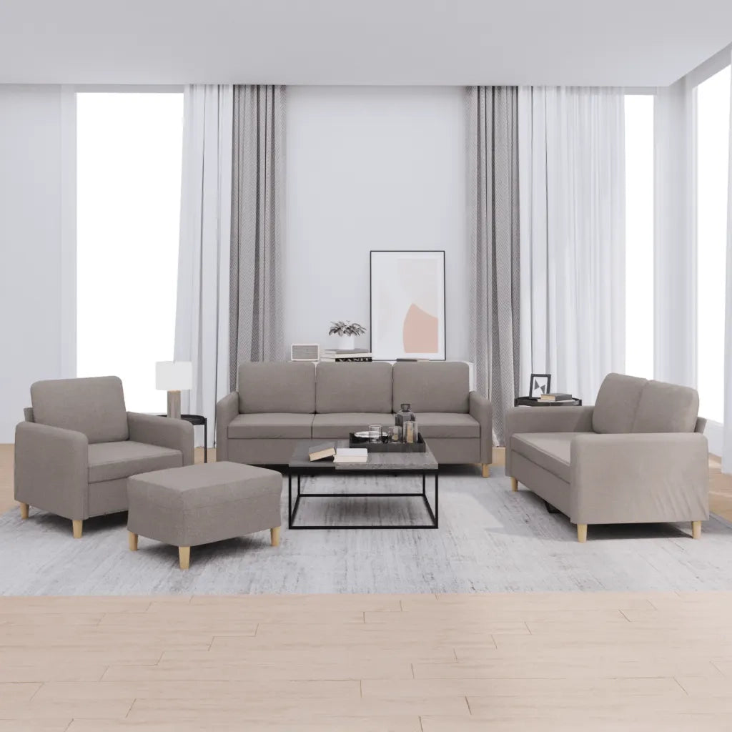 Set di Divani 4 pz con Cuscini Tortora in Tessuto 3202069
