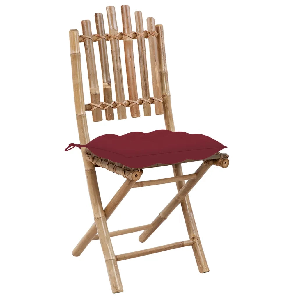 Set da Pranzo da Giardino 5 pz | Set Salotto da Giardino Pieghevole con Cuscini in Bamb¨´