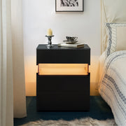 COMODINO LED 3 Cassetti Nero in Legno ingegnerizzato