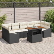 Set Divano da Giardino con cuscino 8 pcs Nero e Beige 3358539