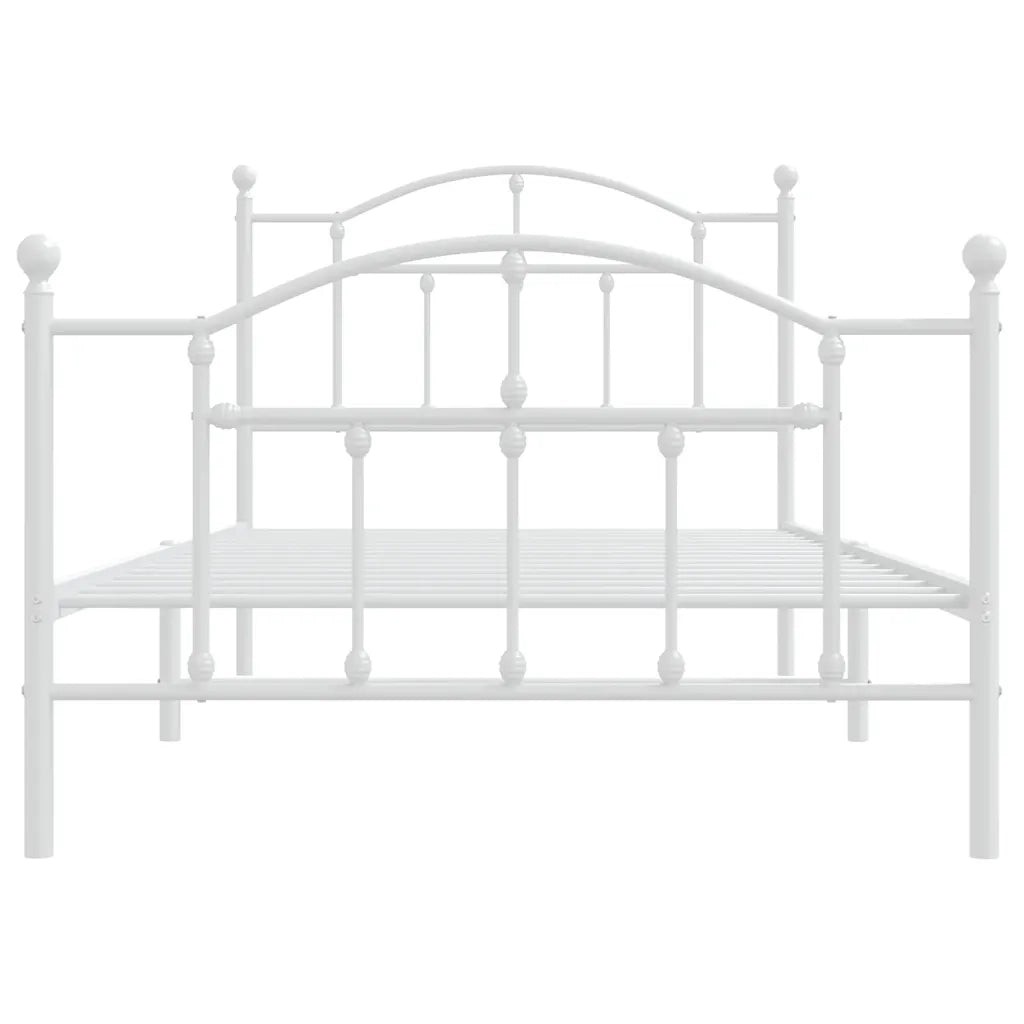 Giroletto con Testiera e Pediera Metallo Bianco 100x190 cm