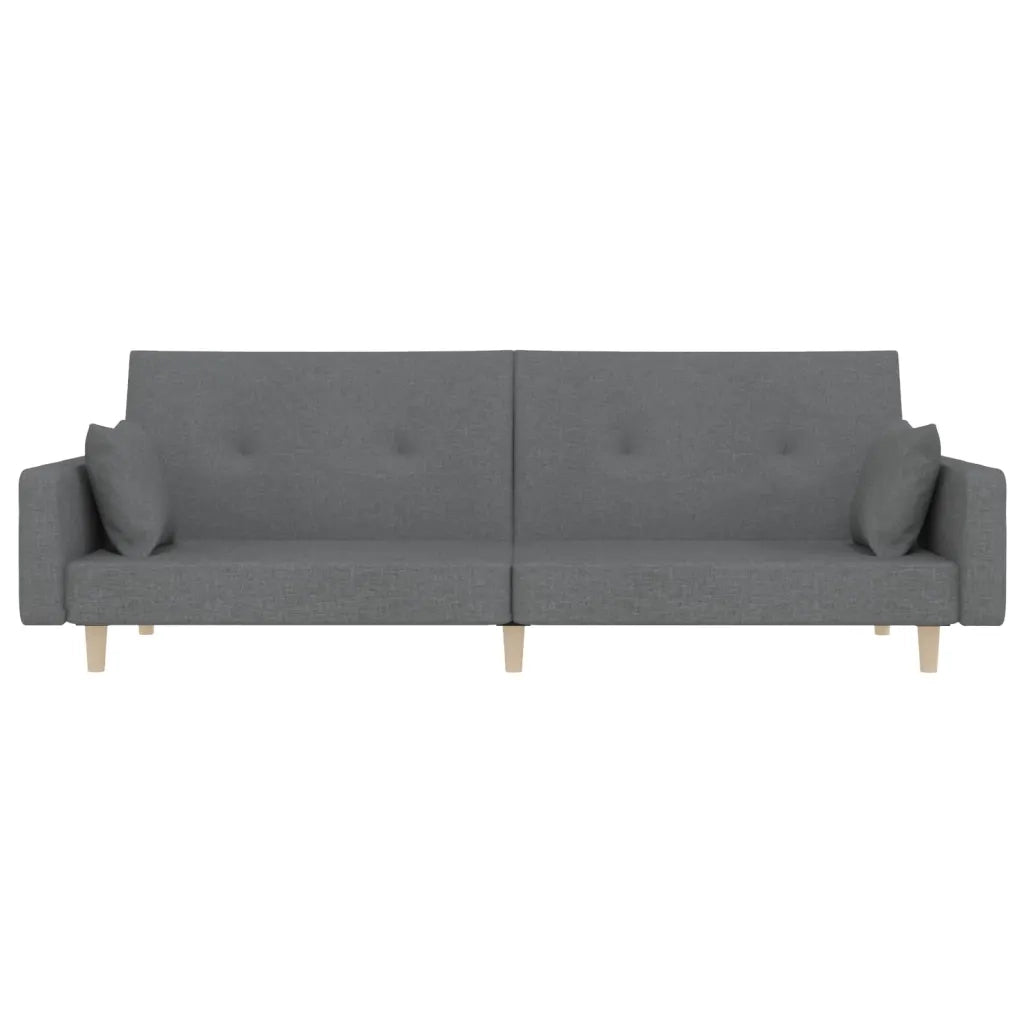 Divano letto | Sof¨¤ letto | Letto singolo a 2 Posti con 2 Cuscini Grigio Chiaro in Tessuto
