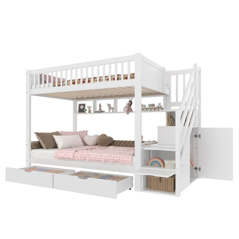 Letto a Castello con Cassetto, Rete e Armadio ¨C MINIMAL ¨C Bianco 90x200