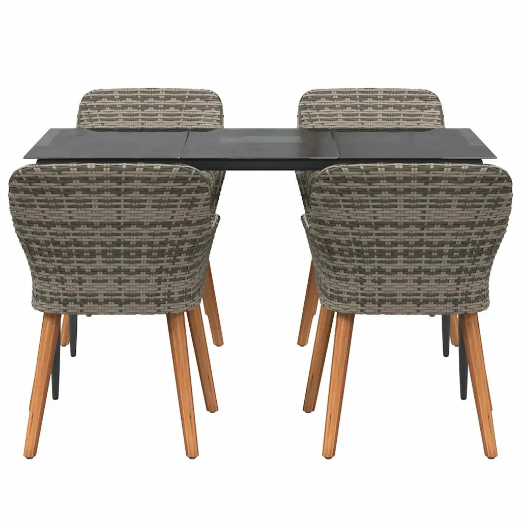 Set da Pranzo per Giardino con cuscino 5 pcs Grigio polyrattan 3261679